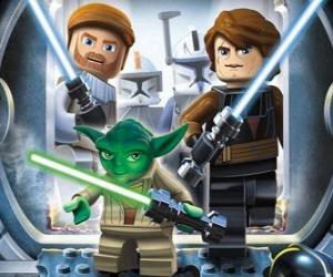 Puzzle de Lego Star Wars: Yoda, Luke Skywalker, Obi-Wan Kenobi