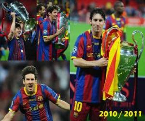 Puzzle de Leo Messi celebrando la Liga de Campeones 2010-2011