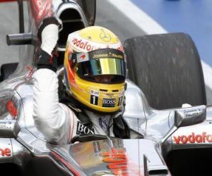 Puzzle de Lewis Hamilton celebra su victoria en Montreal, Gran premio de Canadá 2010