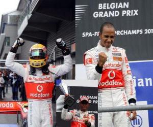 Puzzle de Lewis Hamilton celebra su victoria en Spa-Francorchamps, Gran premio de Bélgica 2010