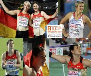 Puzzle de Linda Stahl campeona en lanzamiento de Jabalina, Christina Obergföll y Barbora Špotáková (2ª y 3era) de los Campeonatos de Europa de atletismo Barcelona 2010