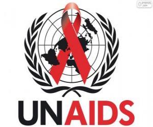 Puzzle de Logo de ONUSIDA o UNAIDS. Programa Conjunto de las Naciones Unidas sobre el VIH/sida