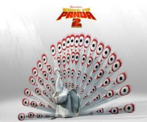 Puzzle de Lord Shen, un pavo real albino es el enemigo principal en las aventuras de la película Kung Fu Panda 2