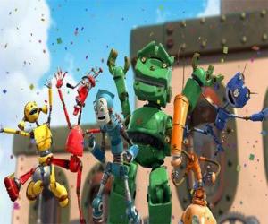 Puzzle de Los amigos de Rodney en Ciudad Robot - Los Oxidados liderados por Manivela