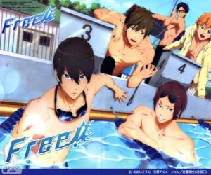 Puzzle de Los cinco protagonistas de Free! Rin, Haruka, Nagisa, Rei y Makoto
