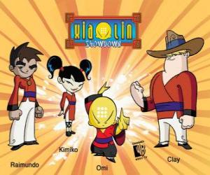 Puzzle de Los cuatro guerreros Xiaolin: Raimundo, Kimiko, Omi y Clay