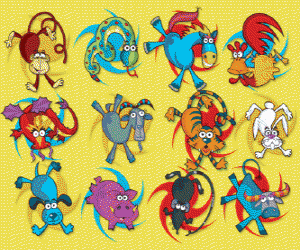 Puzzle de Los doce signos del zodíaco chino, los doce animales del horóscopo chino