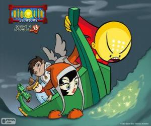 Puzzle de Los guerreros Xiaolin y el dragón Dojo transformado en un barco