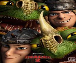 Puzzle de Los hermanos gemelos Chusco y Brusca Thorston con sus dragones