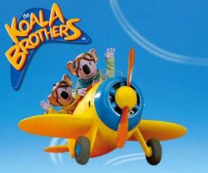 Puzzle de Los koalas Buster y Frank pilotando un avión 