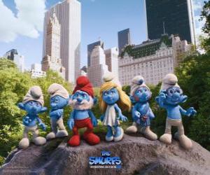 Puzzle de Los Pitufos en el Central Park de Nueva York - Los Pitufos, película -