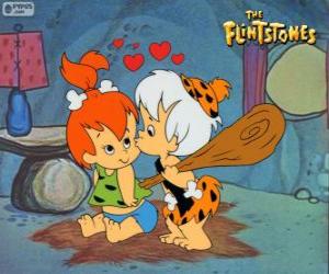 Puzzle de Los preciosos bebés Pebbles Picapiedra y Bam Bam Mármol