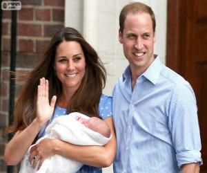 Puzzle de Los príncipes William y Kate y su bebe