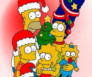 Puzzle de Los Simpson te desean unas felices fiestas navideñas