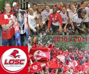 Puzzle de LOSC Lille, campeón de la liga francesa de fútbol, Ligue 1 2010-2011