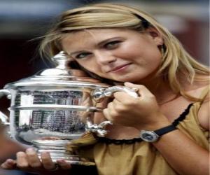 Puzzle de Maria Sharapova con un trofeo