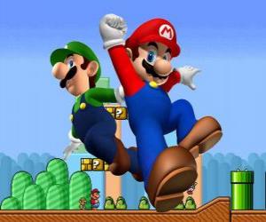 Puzzle de Mario y su hermano Luigi, los fontaneros más famosos