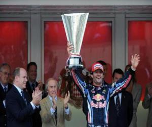 Puzzle de Mark Webber celebra su victoria en Monte-Carlo, Gran Premio de Mónaco (2010)