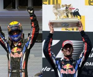 Puzzle de Mark Webber celebra su victoria en Hungaroring, Gran Premio de Hungría (2010)