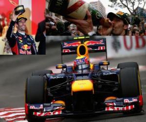 Puzzle de Mark Webber celebra su victoria en el Gran Premio de Mónaco (2012)