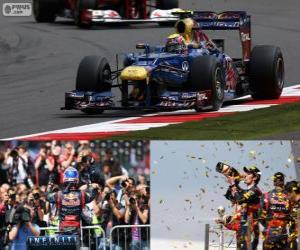 Puzzle de Mark Webber celebra su victoria en el Gran Premio de Inglaterra 2012