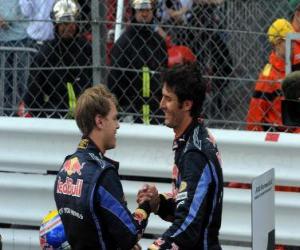 Puzzle de Mark Webber y Sebastian Vettel - Red Bull - Monte-Carlo 2010 (1º y 2º Clasificados)