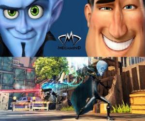 Puzzle de Megamind o Megamente y Metro Man en una lucha