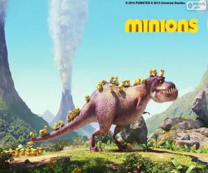 Puzzle de Minions con el dinosaurio