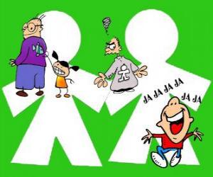 Puzzle de Monigote en la espalda. El día de los Santos Inocentes, 28 de diciembre, se celebra haciendo bromas o inocentadas en España y algunos países hispanoamericanos