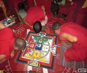 Puzzle de Monjes haciendo un mandala