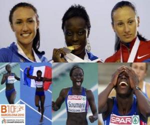 Puzzle de Myriam Soumaré campeona en 200 m, Yelizabeta Bryzhina y Alexandra Fedoriva (2ª y 3era) de los Campeonatos de Europa de atletismo Barcelona 2010