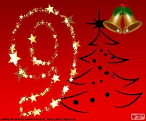 Puzzles de Número 9 navideño rompecabezas para imprimir