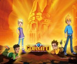 Puzzle de Nick, Toby, Lucas y Jessica, cuatro amigos que se convierten en los Señores de la Naturaleza para salvar Gorm