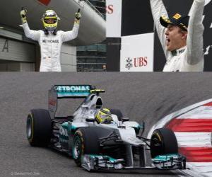 Puzzle de Nico Rosberg celebra su victoria en el Gran Premio de la China (2012)