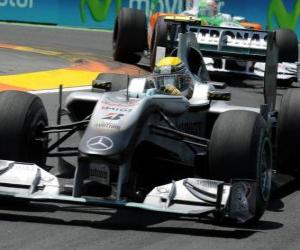 Puzzle de Nico Rosberg - Mercedes - Valencia 2010