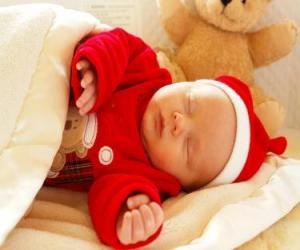 Puzzle de Niño soñando con ilusión durante la noche de Nochebuena