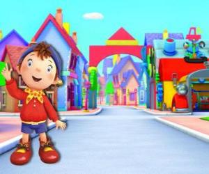 Puzzle de Noddy es un niño hecho de madera que vive en una pequeña casa en Toyland, la ciudad de los juguetes