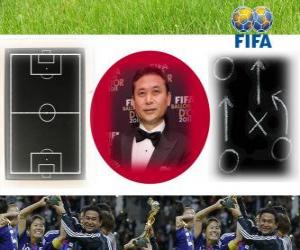Puzzle de Norio Sasaki entrenador del Año FIFA 2011 del fútbol femenino