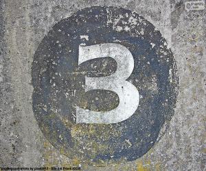 Puzzle de Número tres blanco