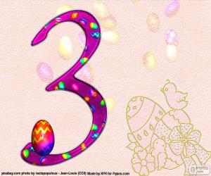 Puzzle de Número tres de Pascua