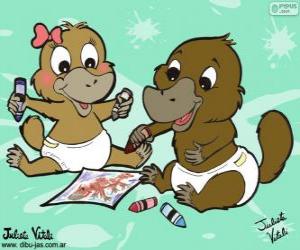 Puzzle de Ornitorrinquitos dibujando