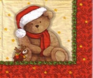Puzzle de Osito de peluche con gorro y bufanda de Papá Noel