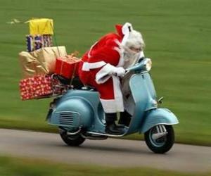 Puzzle de Papá Noel en vespa