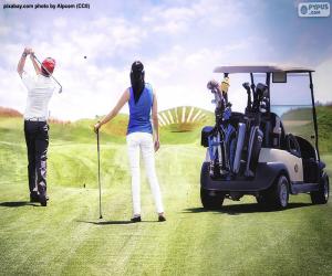 Puzzle de Pareja jugando a golf