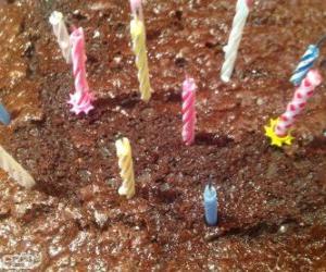 Puzzle de Pastel de chocolate con velas