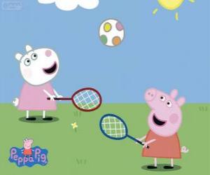 Puzzle de Peppa Pig jugando a tenis