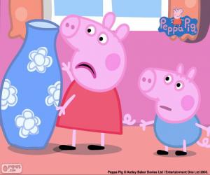 Puzzle de Peppa Pig y el jarrón azul