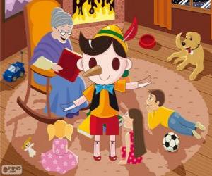 Puzzle de Pinocho. La marioneta de madera que se convierte en un niño