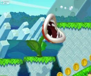 Puzzle de Planta piraña. Flor piraña. Planta carnívora de la série de Mario