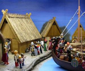 Puzzle de Poblado Vikingo de Playmobil